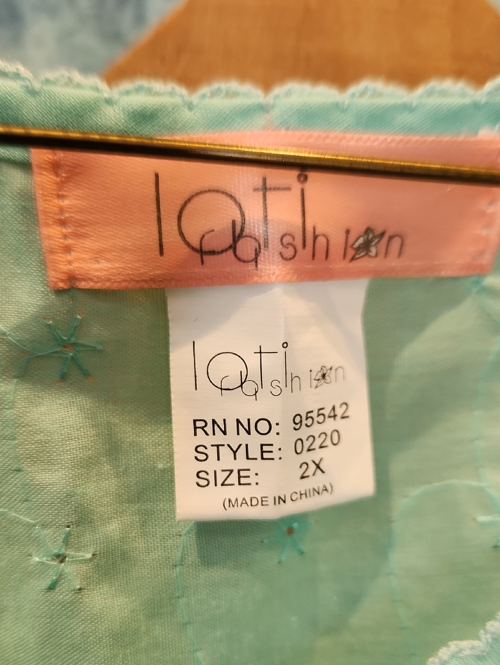 EUC Loti Rashion Light Aqua Eyelet Nightgown Women's Sz 2X - Picture 3 of 5